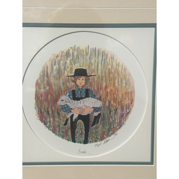 VTG P. Buckley Moss Framed Amish Art Print 14.5"x15.5"  Signed, Numbered & COA - Picture 2 of 8